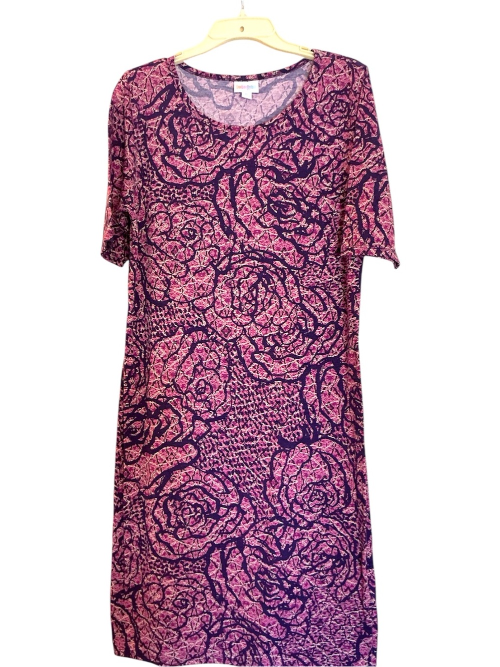LuLaRoe Pink & Purple Rose-Print Shift Tunic